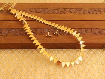 Kerala style gold platted thali koottam long necklace set 4