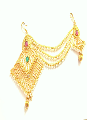 Runjhun gold plated designer hair accessory juda pin with chain for women 3