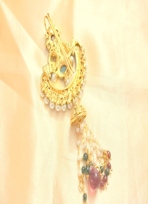 Runjhun designer gold tone traditional hair brooch for women & girls 3