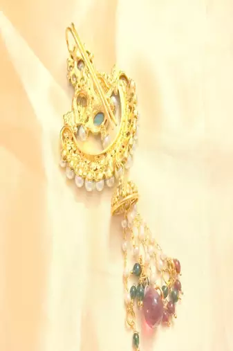 Runjhun designer gold tone traditional hair brooch for women & girls