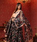 Black organza anarkali  sleeveless  suit set of 3