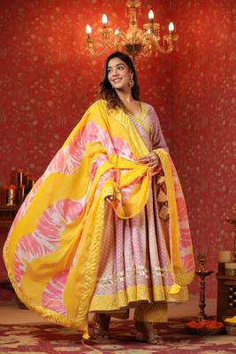 Bumblebee cotton anarkali suit set of 3 1