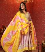 Bumblebee cotton anarkali suit set of 3