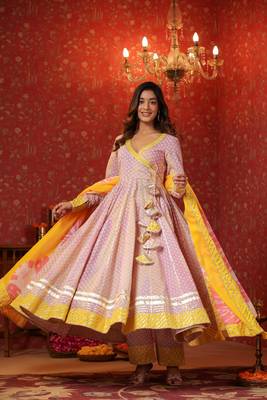 Bumblebee cotton anarkali suit set of 3 2