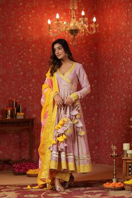 Bumblebee cotton anarkali suit set of 3 3