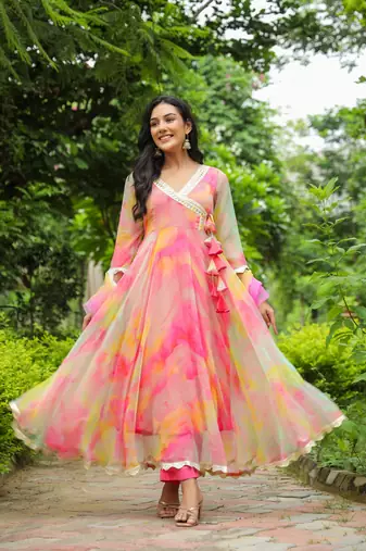 Fiery chiffon anarkali suit set of 3
