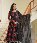 Night shadow chiffon anarkali suit set of 3