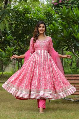 Persian cotton anarkali suit set of 3 1