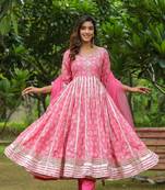 Persian cotton anarkali suit set of 3