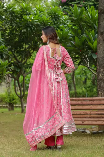 Persian cotton anarkali suit set of 3