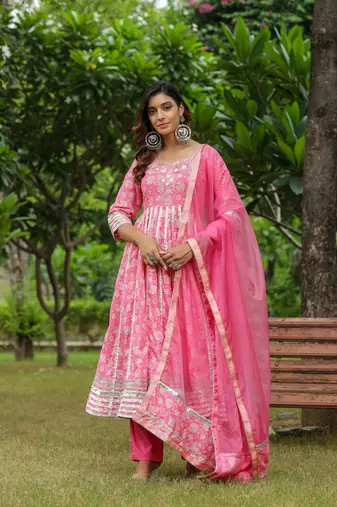 Persian cotton anarkali suit set of 3