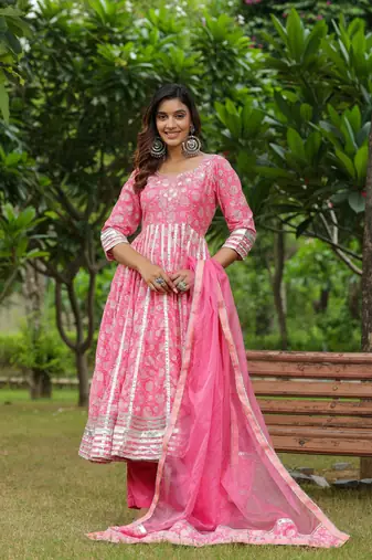 Persian cotton anarkali suit set of 3