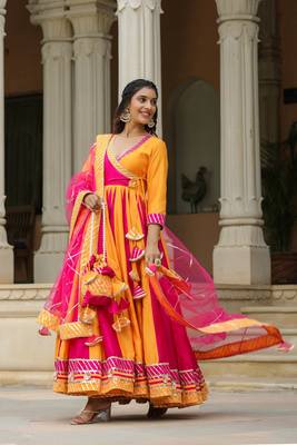 Razzmatazz cotton silk anarkali suit set of 3 1