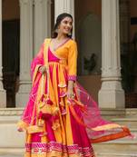 Razzmatazz cotton silk anarkali suit set of 3