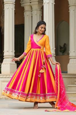 Razzmatazz cotton silk anarkali suit set of 3 2