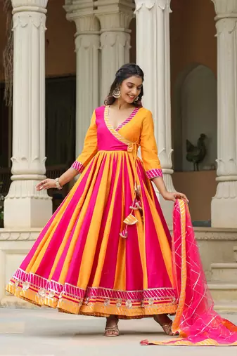 Razzmatazz cotton silk anarkali suit set of 3