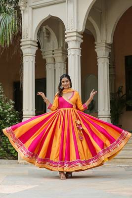 Razzmatazz cotton silk anarkali suit set of 3 3