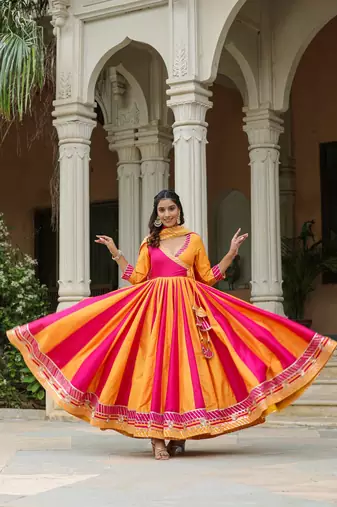 Razzmatazz cotton silk anarkali suit set of 3