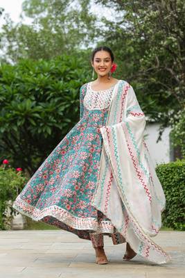 Shakespeare cotton anarkali suit set of 3 1