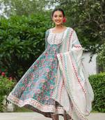 Shakespeare cotton anarkali suit set of 3