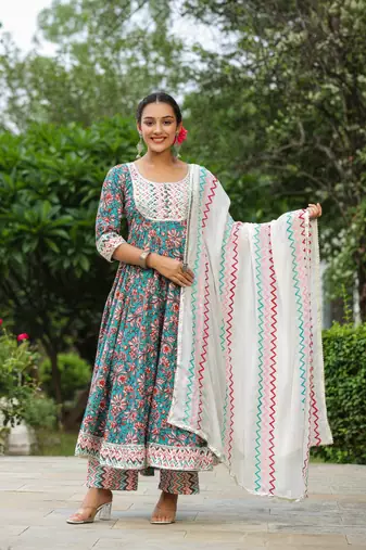 Shakespeare cotton anarkali suit set of 3