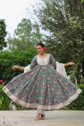 Shakespeare cotton anarkali suit set of 3