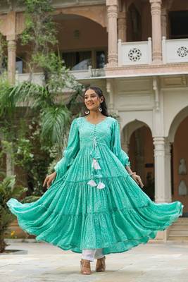 Viking sky blue slik anarkali suit set of 3 3