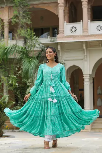 Viking sky blue slik anarkali suit set of 3