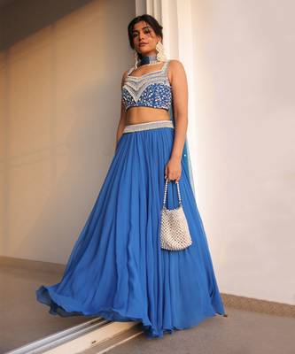 Blue Pearl Work Lehenga Set 1