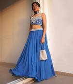 Blue Pearl Work Lehenga Set
