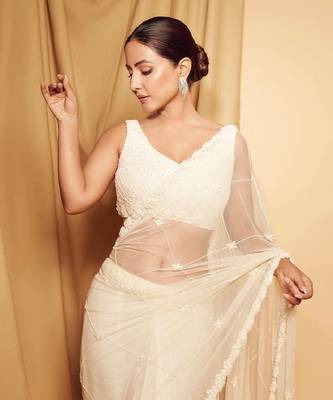 Ivory Hand Embroidered Saree Set 1