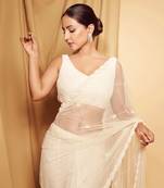 Ivory Hand Embroidered Saree Set