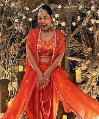 Tangerine Orange Dhoti Set 7