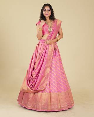 Banarasi silk Half Saree Lehenga for Women 1