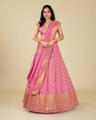 Banarasi silk Half Saree Lehenga for Women 3