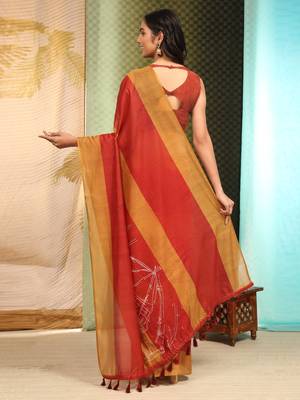Silk Land  Multicolor  Digital Printed Cotton Blend Saree  4