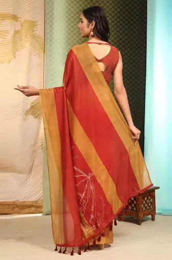 Silk Land  Multicolor  Digital Printed Cotton Blend Saree 