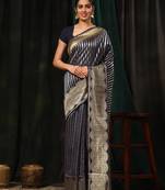 Silk Land  Navy Blue  Zari Woven Art Silk Saree 