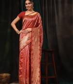 Silk Land  Red  Zari Woven Art Silk Saree 