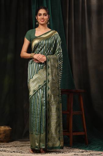 Silk Land  Green  Zari Woven Art Silk Saree 