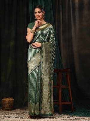 Silk Land  Green  Zari Woven Art Silk Saree  2