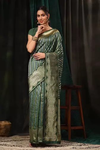 Silk Land  Green  Zari Woven Art Silk Saree 