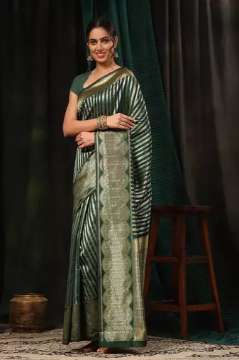 Silk Land  Green  Zari Woven Art Silk Saree 