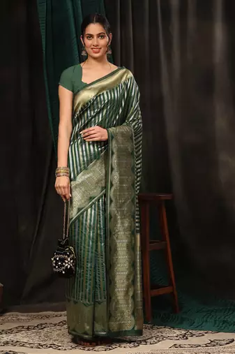 Silk Land  Green  Zari Woven Art Silk Saree 