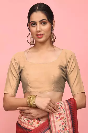 Silk Land  Red  Digital Printed Cotton Blend Saree 