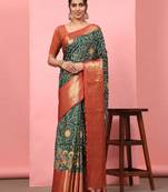 Silk Land  Green  Digital Printed Soft Silk Blend Saree 