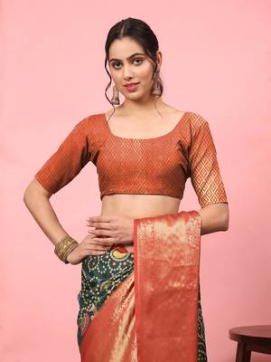 Silk Land  Green  Digital Printed Soft Silk Blend Saree  5