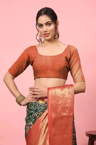 Silk Land  Green  Digital Printed Soft Silk Blend Saree 