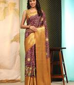 Silk Land  Purple  Digital Printed Soft Silk Blend Saree 