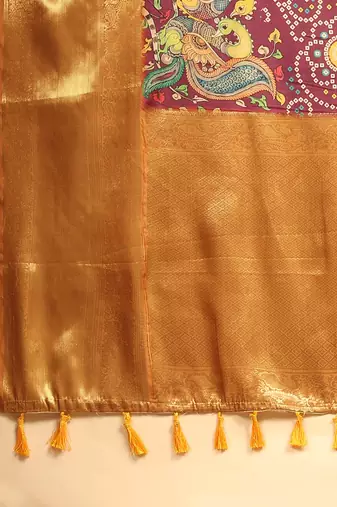Silk Land  Purple  Digital Printed Soft Silk Blend Saree 